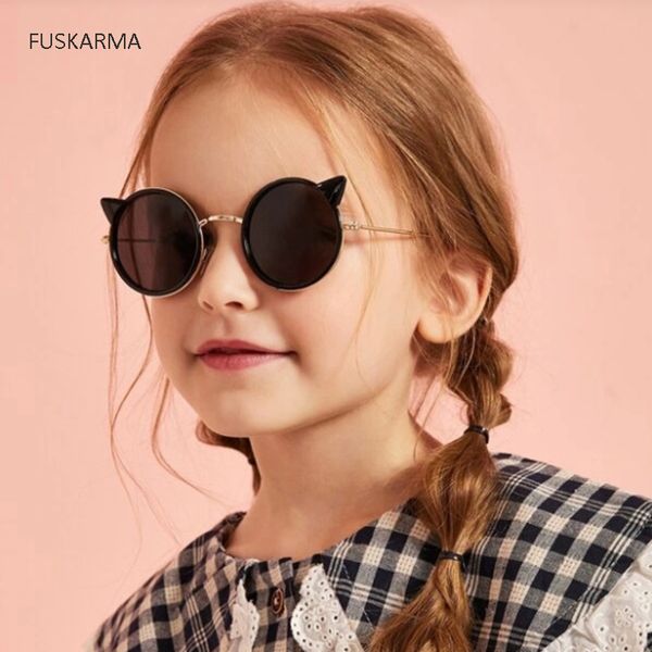 

fuskarma 2019 children sunglasses cute cat ear sunglasses uv400 alloy frame sport sun glasses for baby girls boys glasses oculos, White;black
