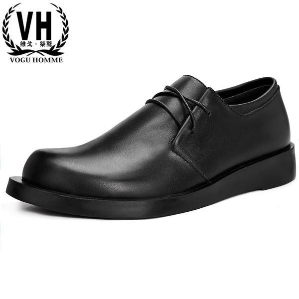 

lace-up casual business genuine leather designer shoes men autumn winter british men shoes cowhide, Black