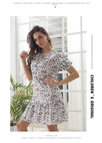 

trend fashion women 2020 spring new european product a-line skirt flowers korean dress trend small fresh