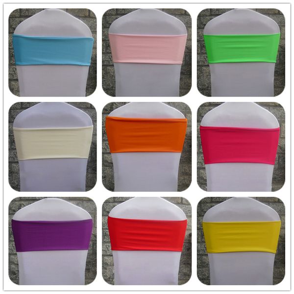 

100pcs elastic chair bow ties stretch lycra spandex chair cover sash bands without buckle for l banquet wedding decoration
