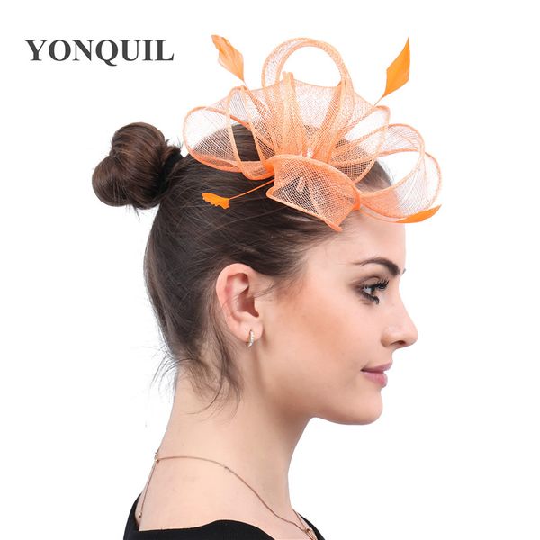 

new fashion race fascinators hat women feathers headwear headband or a clip party headdress for weding girls female accessories