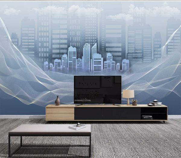 

mural paper nordic city architecture modern tv background wall hd decorative beautiful wallpaper