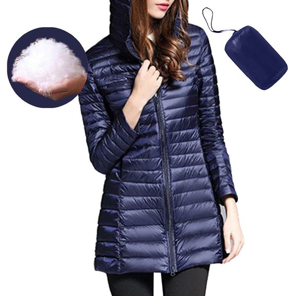 

sfit women's jacket warm down down jacket ultra light hooded coat jackets parka female portable outwear velvet, Black
