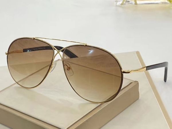 

374 eva pilot sunglasses ft0374 gold black brown shaded 61mm occhiali da sole shades men sunglasses new with box, White;black