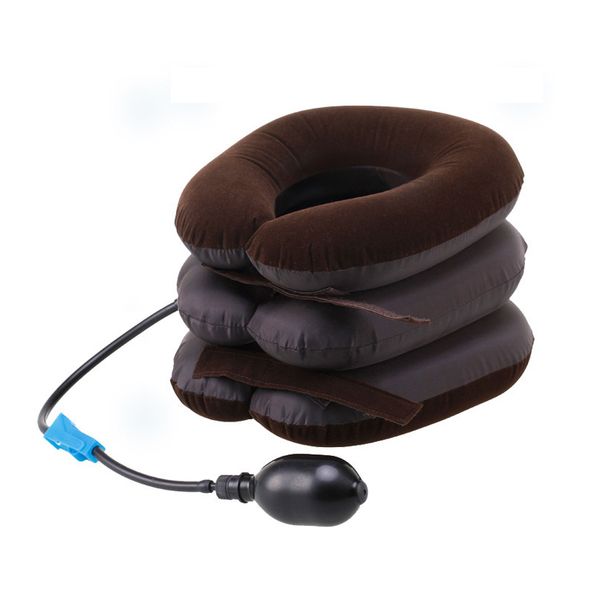 

3 layer inflatable air cervical neck traction device soft neck collar pillow for pain stress relief stretcher us stock
