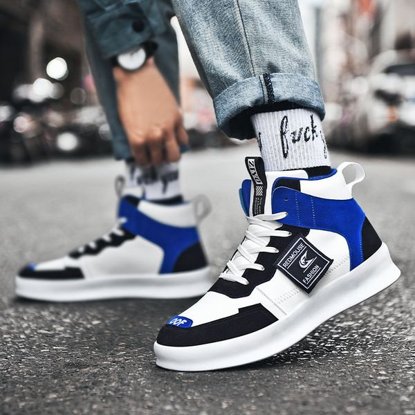 

high-end shoes men's casual sports shoes korean version of hip-hop men's hip-hop high-bang board, Black