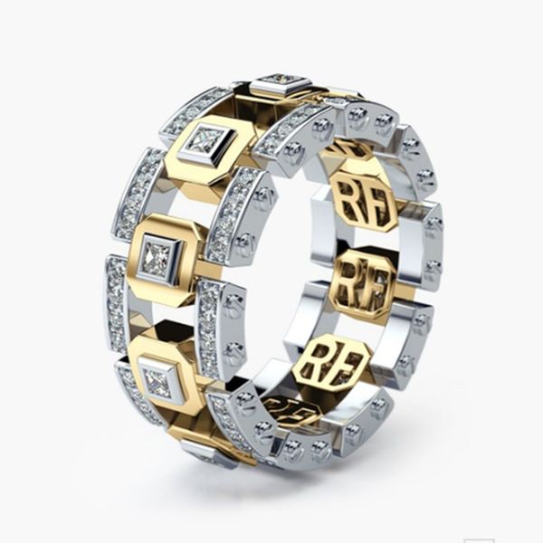 

gold and silver mix color two tone gold rings for men women fashion design modern jewelry new lady accessory ring gift z5m071, Golden;silver