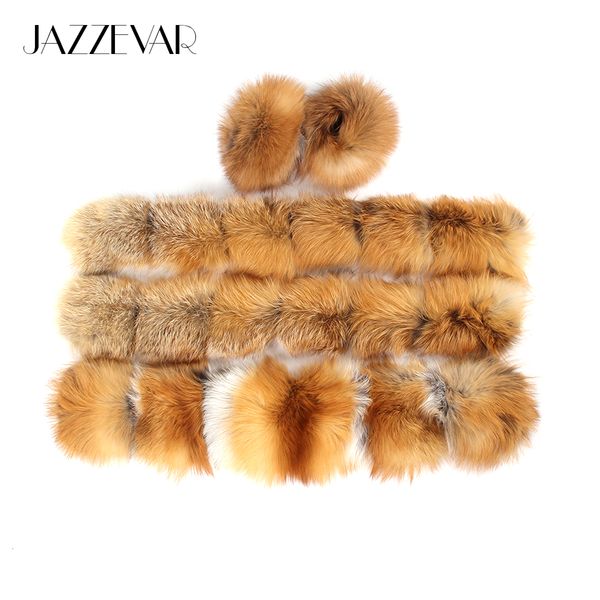 

jazzevar large hooded furs real fox fur collar front fly and cuff y190926, Black;brown
