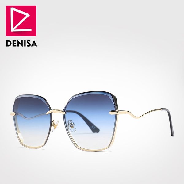 

denisa 2019 new uv400 retro big sunglasses women brand oversized polygon frame sun glasses shades for women g25015, White;black