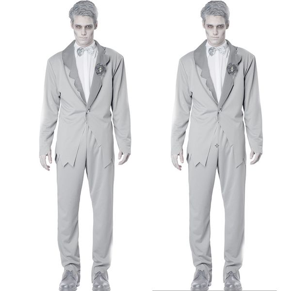 

special mummy zombie cosplay costumes set party fancy clothes for christmas halloween tshirt + jacket + pants vampire suit men, Black;red