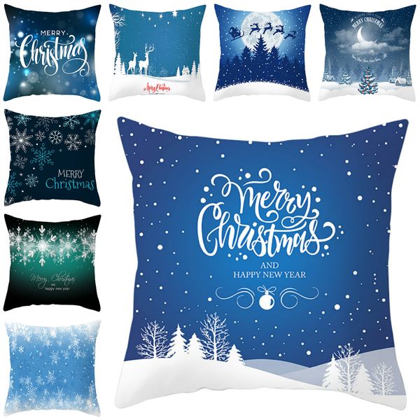 

lychee christmas snow series printed cushion case 45x45cm polyester peachskin cushion cover for bedroom home office
