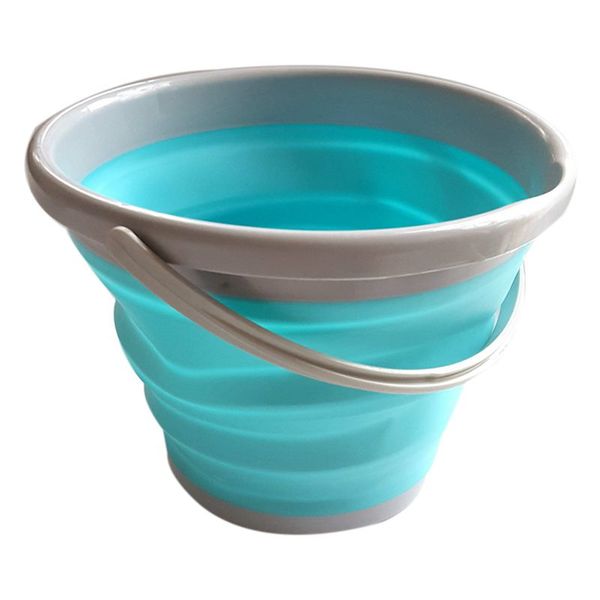 

collapsible folding -up 5l buckets lids camping new, blue