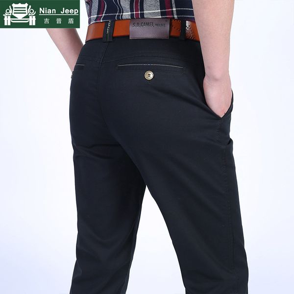 

2019 new pants men business casual elasticity trousers cotton straight loose pantalon homme plus size 31-42 fashion suit pants, Black