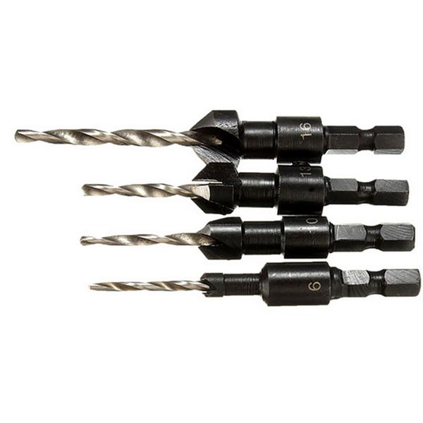 

4pcs tools drill bit set woodworking durable countersink screw steel machine wrench hexagon handle professional pilot hole clamp