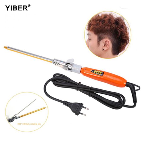 

2019 men's curling irons electric hair roller ceramic magic anti-slip single tube spiral curling wand golden styling tools 9mm