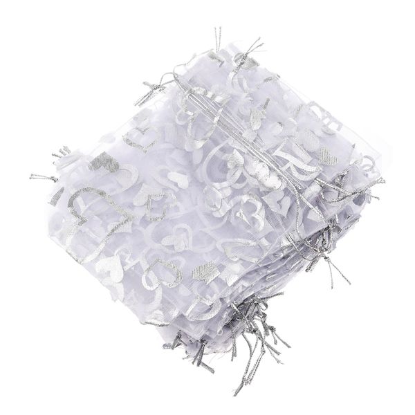 

25x silver organza wedding favor gift bag pouch 12x10cm