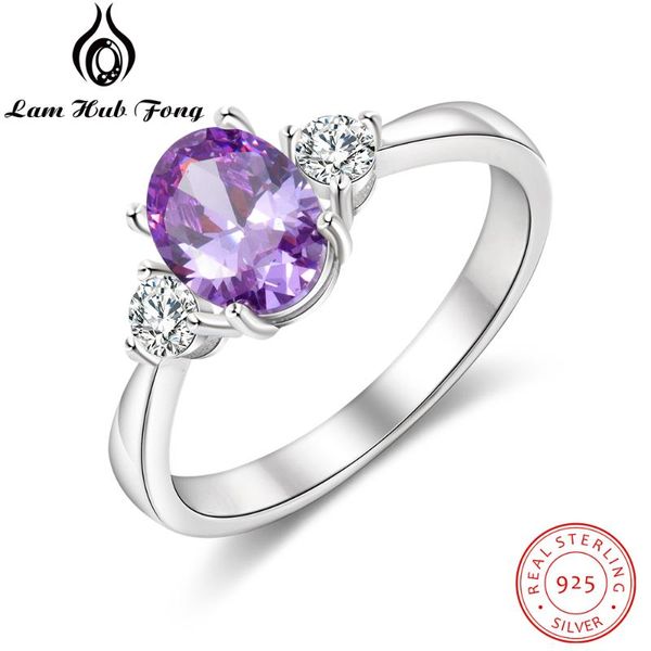

925 sterling silver oval purple stone ring cubic zirconia rings for women romantic wedding gift fine jewelry (lam hub fong, Golden;silver