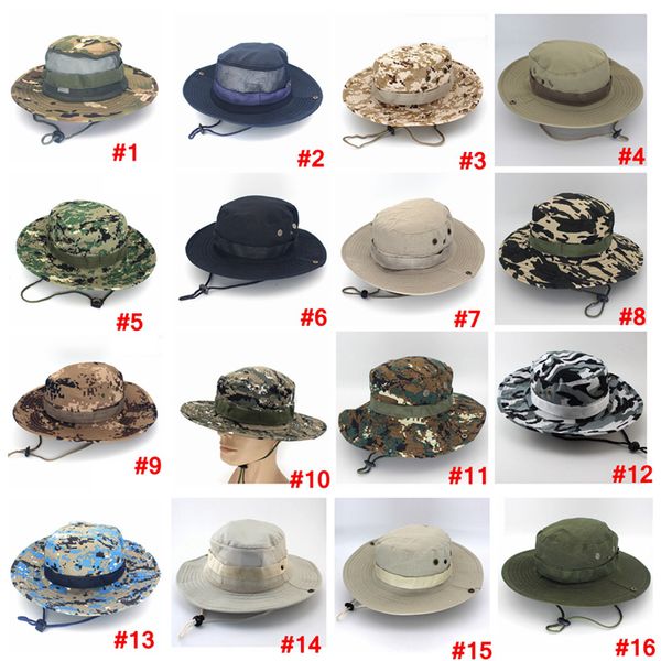 

foldable army bucket hat sport outdoor mesh camouflage jungle military cap adults men women cowboy boonie hats for fishing ljja3704-6, Blue;gray