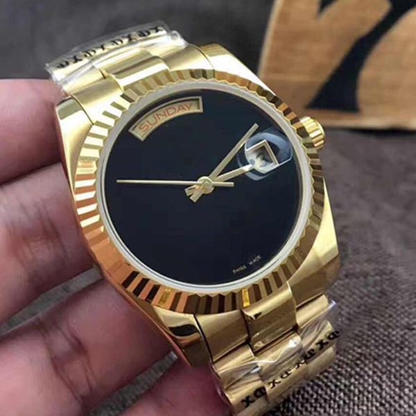 

оптовая продажа-мужские автоматические часы 36mm day date glide гладкая черная механика лица men039; s часы сапфир оригинальный 18k золото н, Slivery;brown