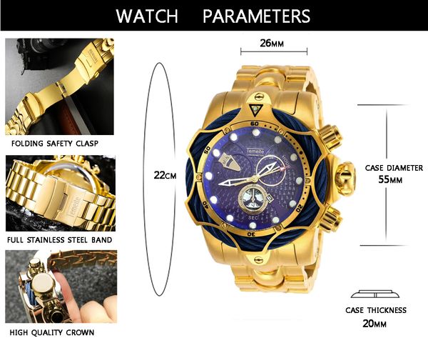 

temeite brand dourado relogio mens watches gold masculino for waterproof wristwatches men watches quartz design luxury watch ficom, Slivery;brown