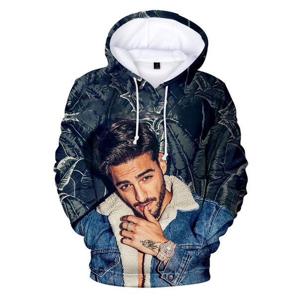 

singer maluma 3d hoodies sweatshirts boys/girls autumn winter warm long sleeve tracksuits pullovers youth streetwear 3d, Black
