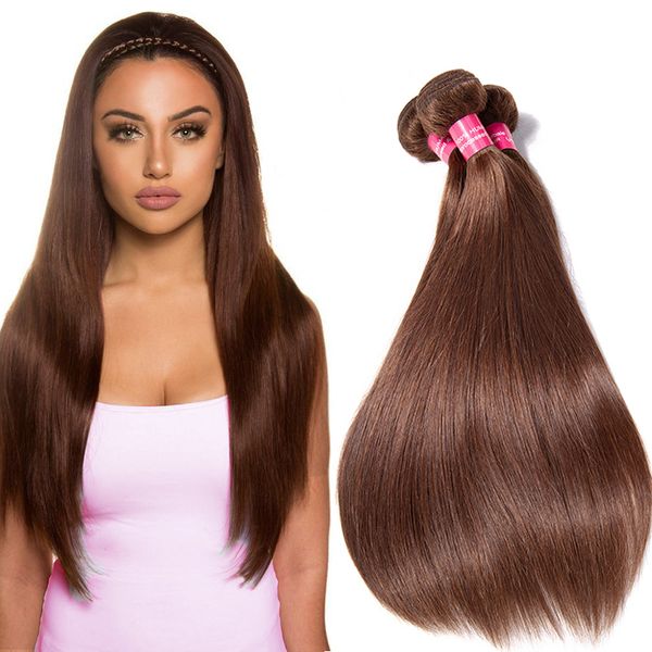 

charmingqueen brazilian straight human hair #4 straight virgin hair 3/4 bundles 100% human hair extension, Black