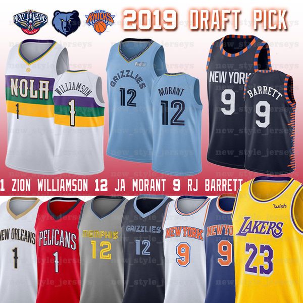 

New orlean 1 zion william on pelican jer ey vancouver 12 ja morant grizzlie new york 9 rj barrett knick ba ketball jer ey 23 lebron