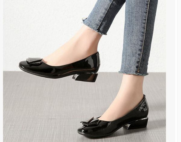 

2020 spring and autumn with new style fashion low heel square head women's shoes @mqwbh654, Black
