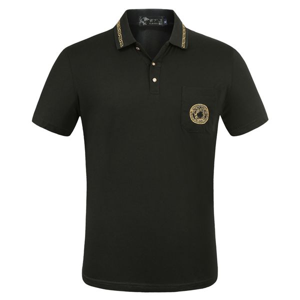 

new designers polo shirts men luxurious polo casual men polo t shirt snake bee letter print embroidery fashion high street mens polos, White;black