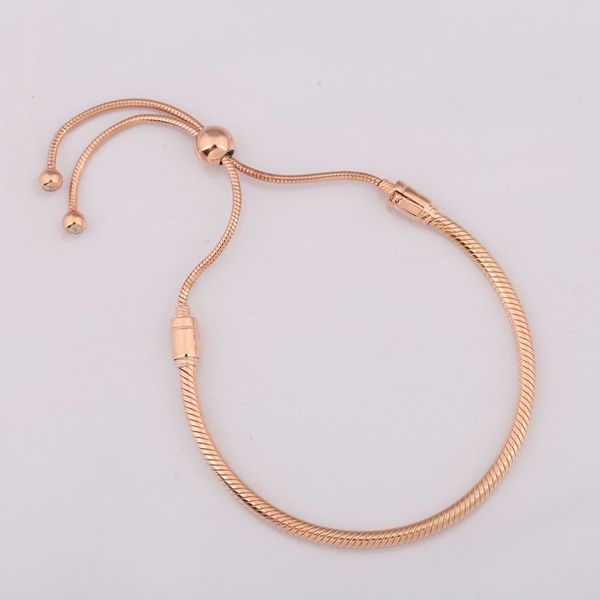 

925 sterling silver rose gold moments sliding clasp adjust pandora bracelet bangle fit women bead charm diy europe jewelry, Golden;silver