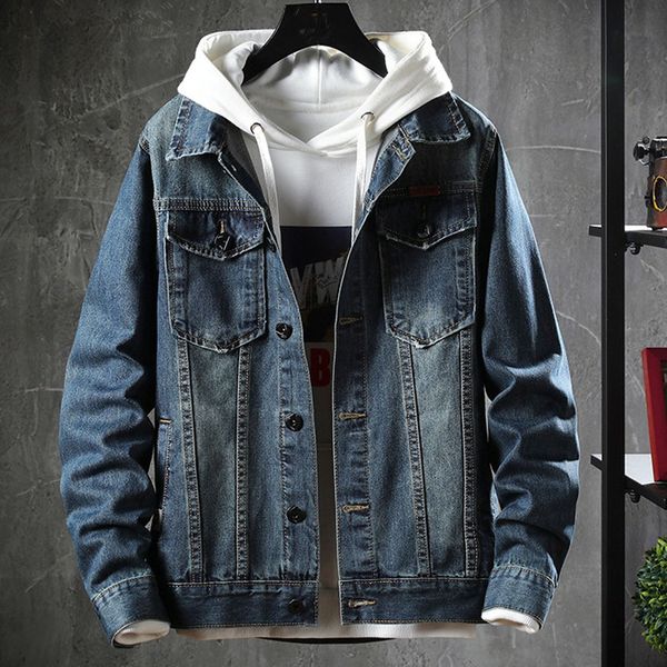 

2019 men denim jacket casual slim mens jean jacket coat outdoor men casual solid long sleeve sweatshirt outwear coat, Black;brown