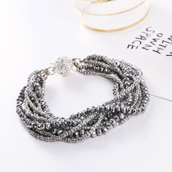 

горячие многослойные эластичные браслеты браслеты черный серебристый цвет диско-шар браслет магнитные snap pulseira femininas подарки, Golden;silver