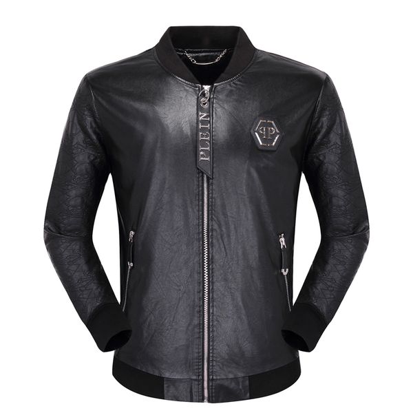 

pp mens jacket winter coats luxury mens lederjacke luxury designer jackets veste de cuir with skull mark trend brand jacket t020, Black