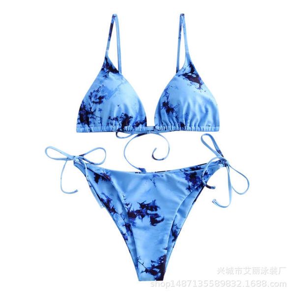 

женская купальники tie dye струнный купальник бикини лето плавание купание спа ношение высокого качества sky синий размер s-xl, White;black