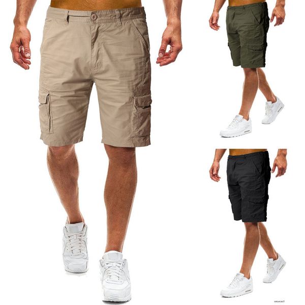 

mens designer outdoor multi-bag tooling shorts pants cotton loose straight fashion casual sports menh, Black