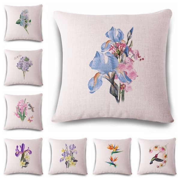 

small fresh cartoon hand cotton flax pillow back cushion