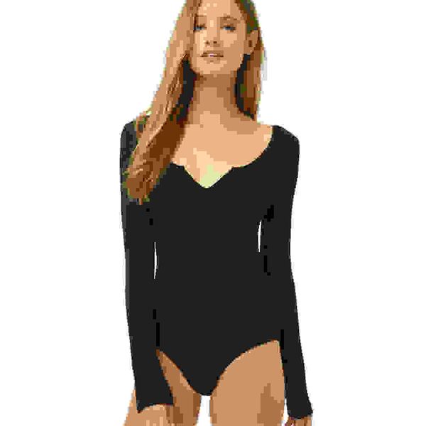 

sexy skinny bodysuit women winter v-образным вырезом с открытой спиной крест с длинным рукавом осень зима сплошной квадратный черный повседн, Black;white