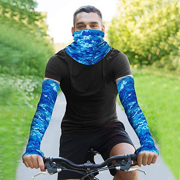 

elbow & knee pads 2021 mask ice sleeve combination cooling arm sleeves summer outdoor uv neck leggings and sports, Black;gray