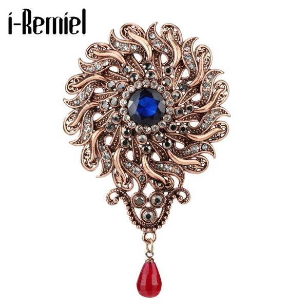 

vintage hollow flower brooch gifts for women alloy pendant crystal lapel pin party wedding fashion clothing accessories jewelry, Gray