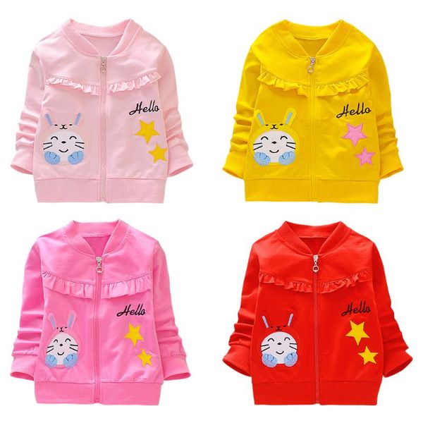 

children cute embroidered zipper coat kids girls comfortable soft simplicity pocket cardigan outwear winter cotton outfit, Blue;gray