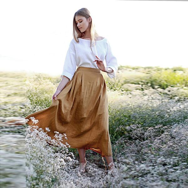 

u-swear 2019 new arrival fashion women casual skirt slim fit comfortable loose mid-calf soft vestidos female sweet solid skirt, Black