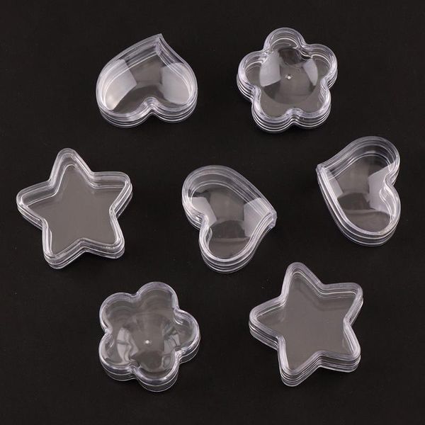 

10 pieces/bag transparent plastic empty storage box flower star heart container nail art rhinestone gem jewelry packaging box