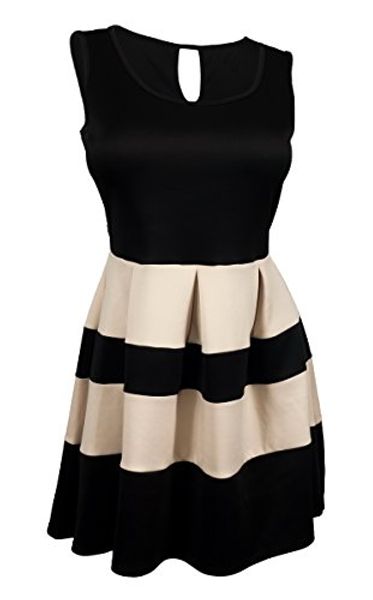 

evogues plus size color block flare mini dress, Black;gray