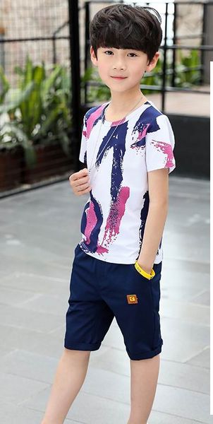 

Boy ummer dre 2019 new uit children children 039 clothing big children korean ver ion of the hort leeve two piece boy tide clothe