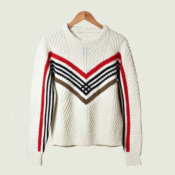 2019 herbst Winter Langarm Rundhals Weiß Gestreiften Druck Gestrickte Pullover Pullover Frauen Mode Pullover D2616109M