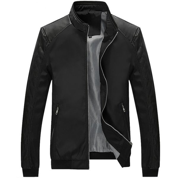 

pu patchwork jackets, Blue;gray