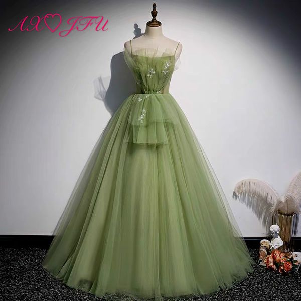 

axjfu princess fruit green lace flower evening dress luxury sleeveless beading bow illusion vintage long ball gown evening dress, White;black