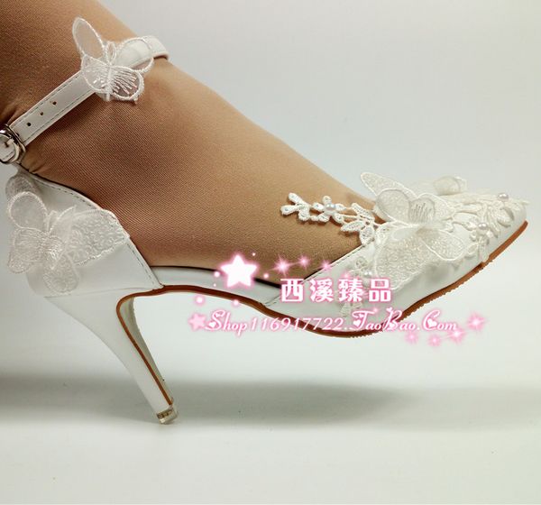

lace flower wedding shoes bride sandals high heels, Black