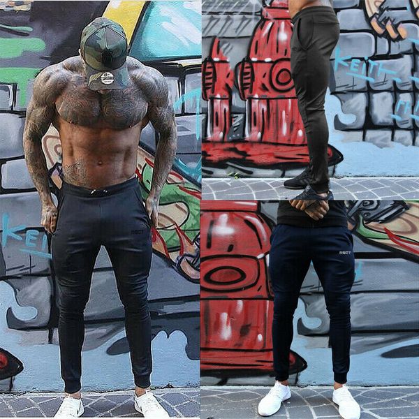 

brand new fashion men's slim fit urban straight leg trousers casual pencil jogger cargo pants, Black