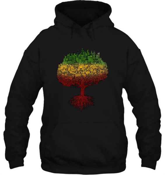 

men hoodie funny cool city roots rasta reggae roots clothing tee jamaica women streetwear, Black